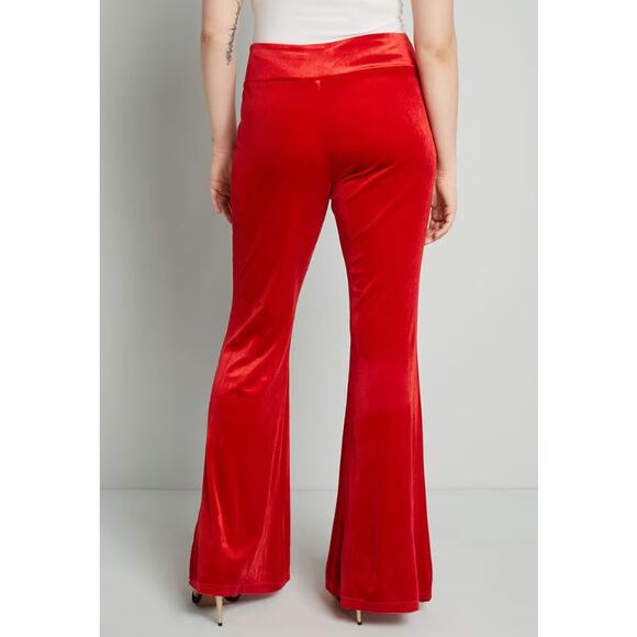 Modcloth High Waist Super Flare Pants Red Women's Size Small Holiday Party NWT - Picture 8 of 8